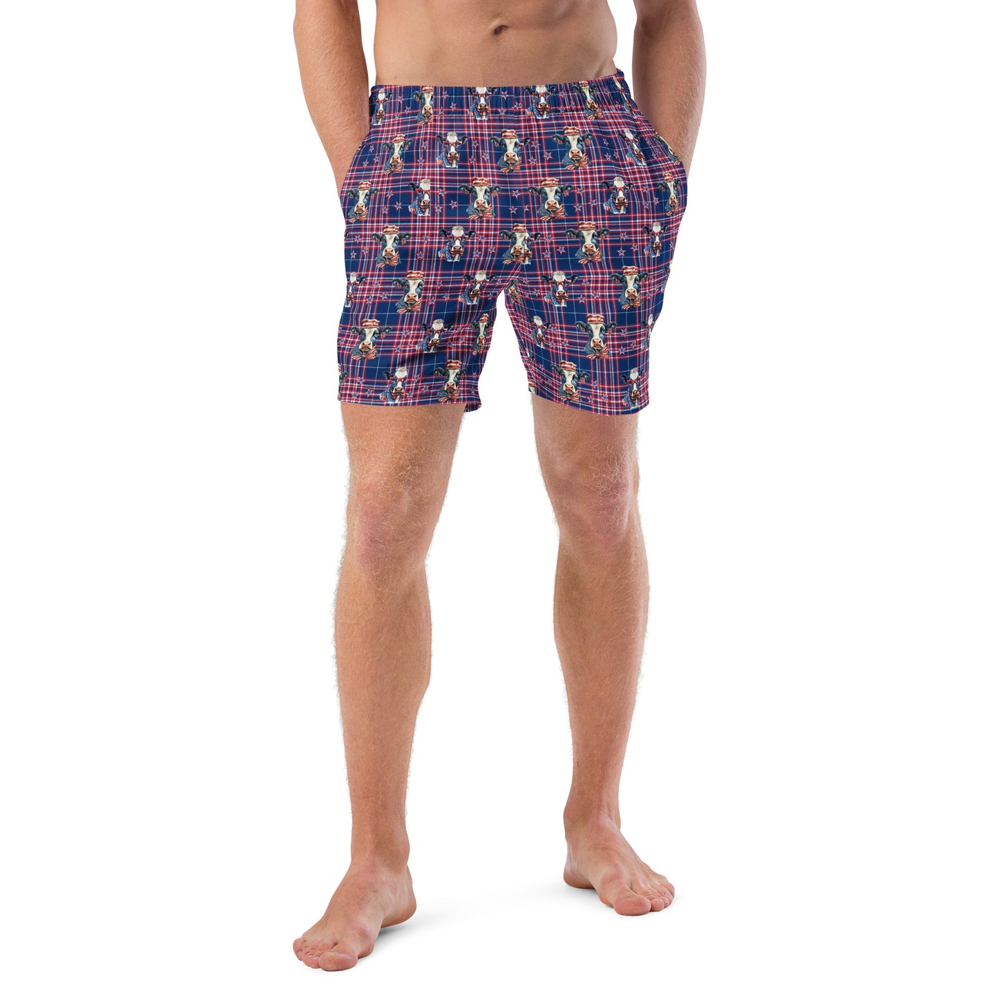 Red, White and Moo Swim Trunks